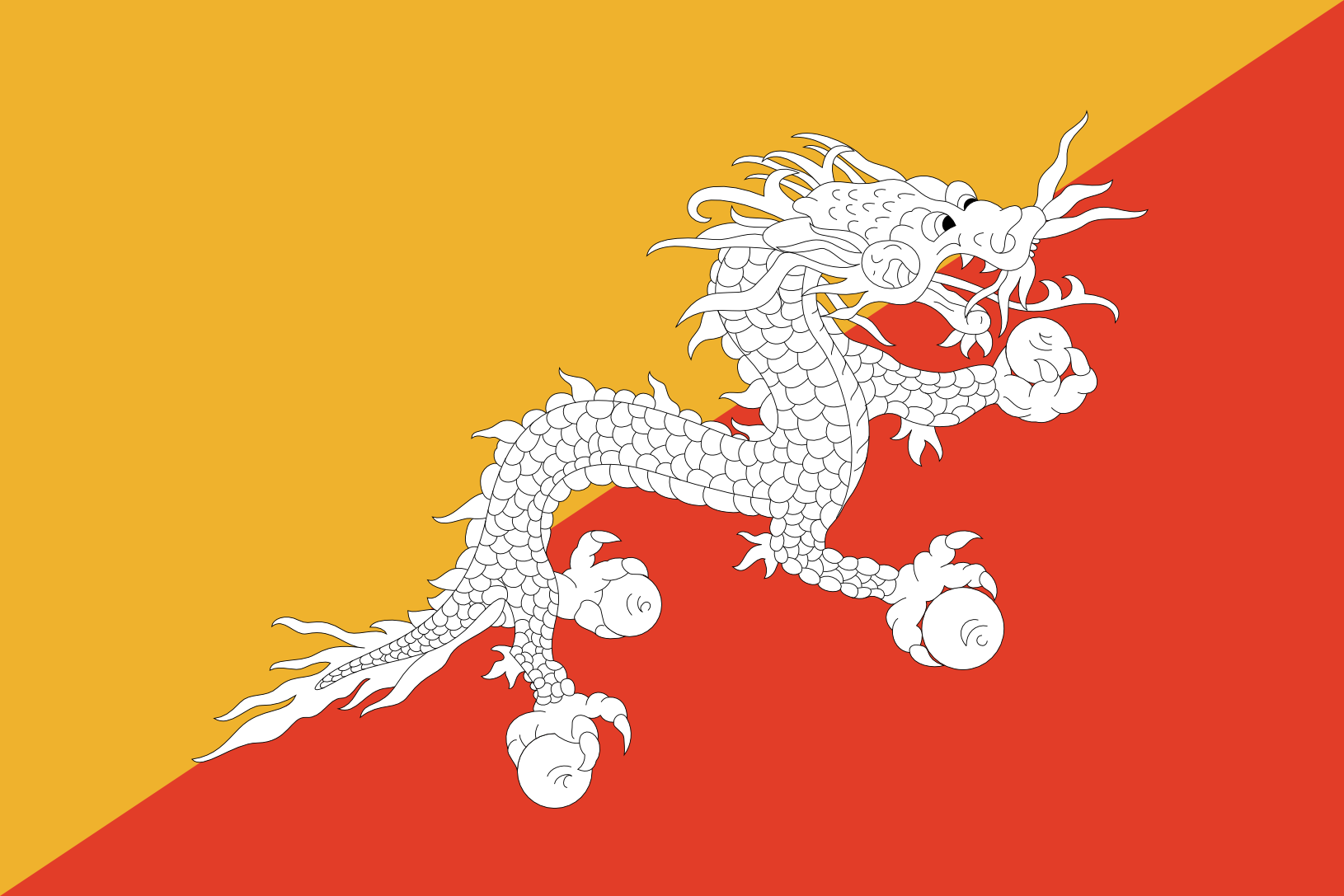 Podoba nacionalno zastavo države Butan v resoluciji 1630x1087