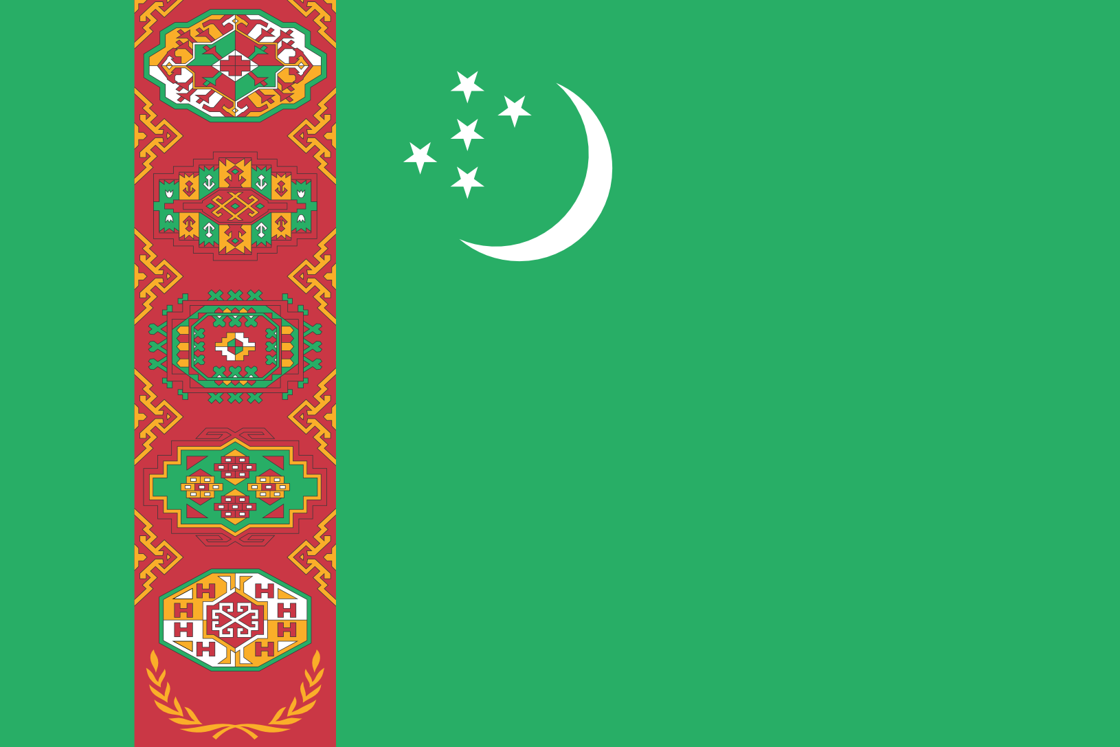Podoba nacionalno zastavo države Turkmenistan v resoluciji 1630x1087